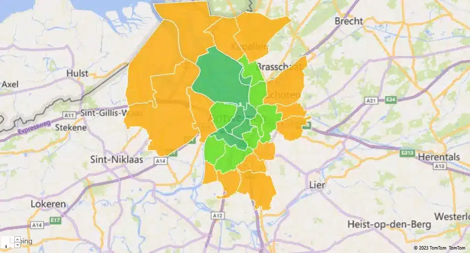 kaart city Koerier Antwerpen
